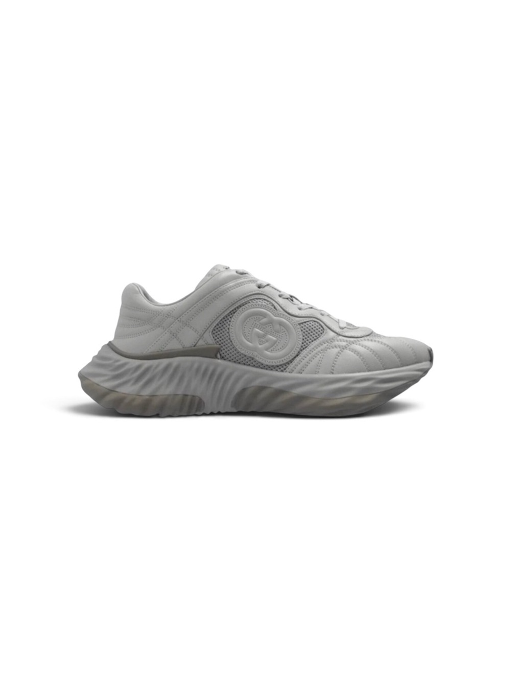 Gucci Light Gray New Nappa Sombre Ripple Men's Sneaker MEN SIZE: 10.5